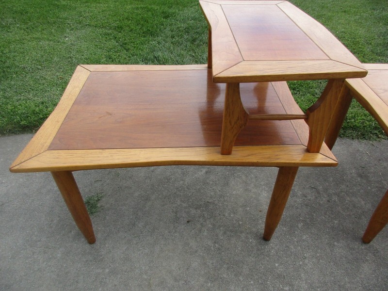 2 Lubberts & Mulder - Tomlinson Mid Century MCM Atomic Bow Tie Pecan End Tables gallery