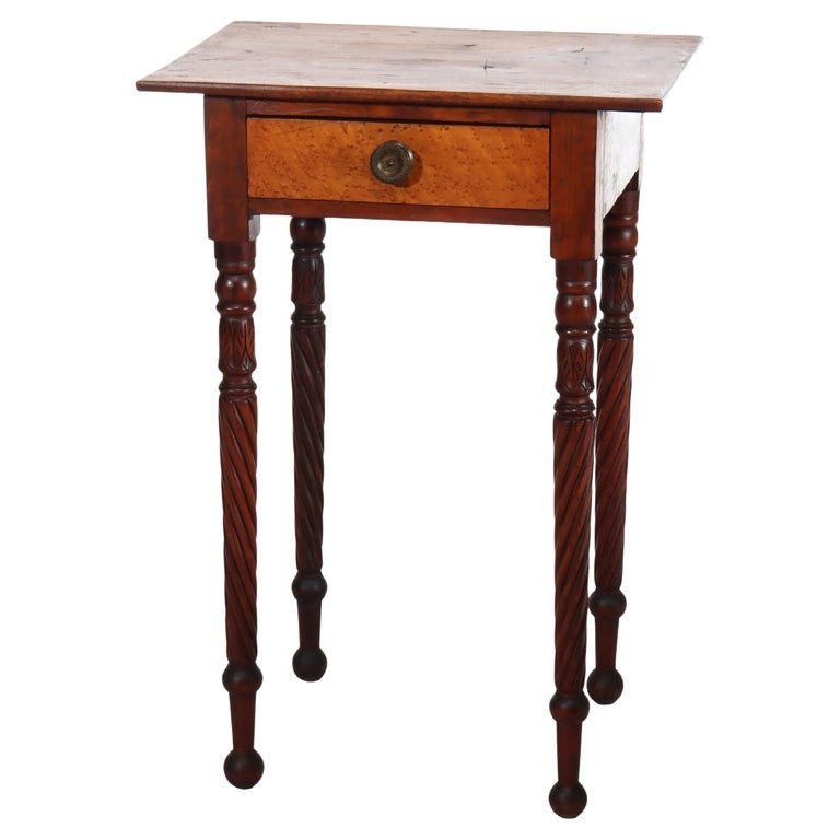 Sheraton Mahogany & Birds Eye Maple Side Stand With Rope-Twist Legs C1830