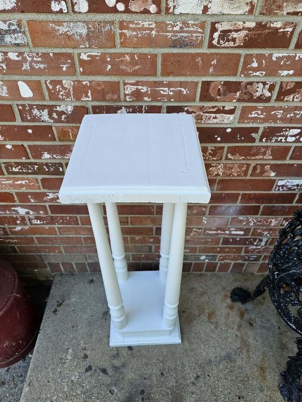 Vintage Plant Fern Stand Handmade Solid Wood White Heavy Pedestal Table #1