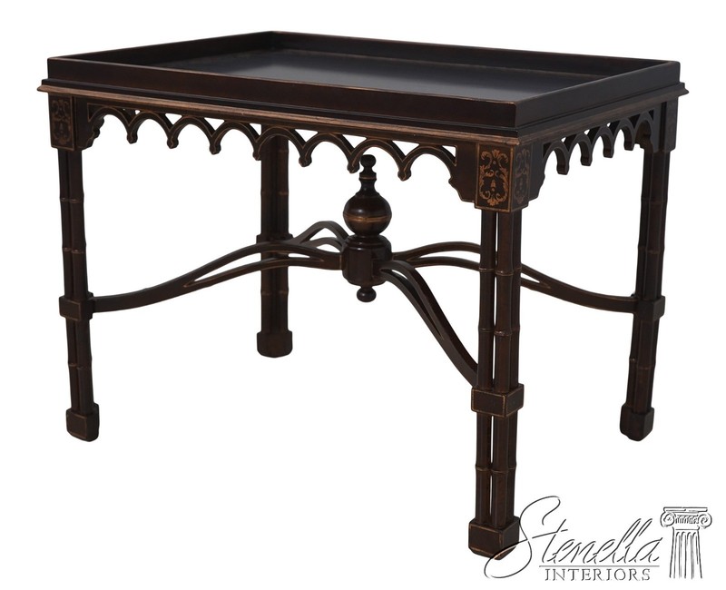 L70143: Paint Decorated Chinese Chippendale Faux Bamboo Tray Table
