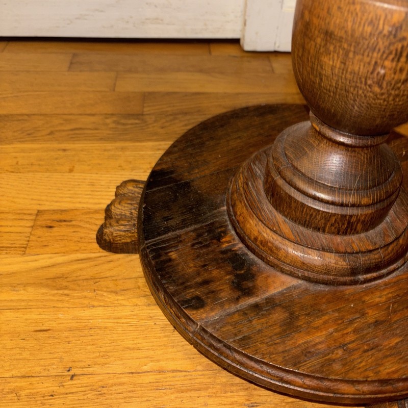 Antique Oak Pedestal Plant Stand 36 Inches Tall With Claw Feet gallery