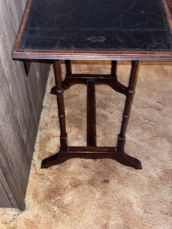 Edwardian Nesting Table W/ Original Black Leather, W/Gilt Tooling Still Visible gallery