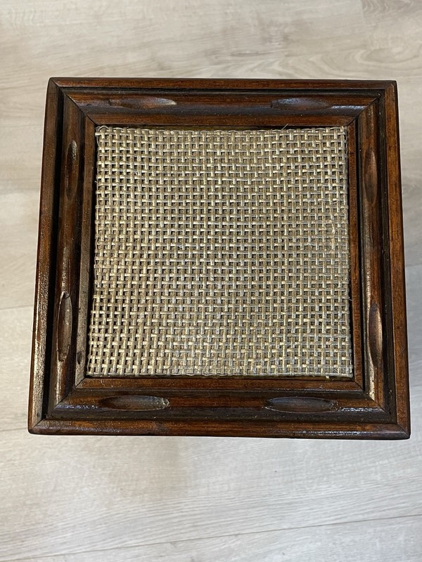 Vintage Two Tier Italy Tile & Wicker Rattan Plant Stand Side Accent Table Rare gallery