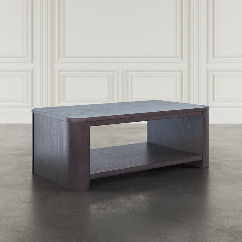 Janzen Contemporary Modern 50" Rolling Coffee Table with Open Storage Shelf gallery