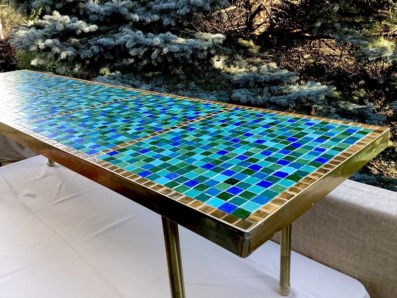 MID -CENTURY MODERN 72” LONG ITALIAN GLASS MOSAIC TILE COFFEE TABLE Circa 1967 gallery