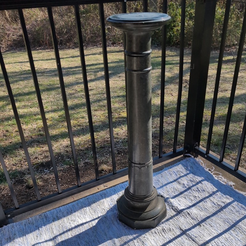 Antique Neoclassical Green Marble Plant Stand Pedestal