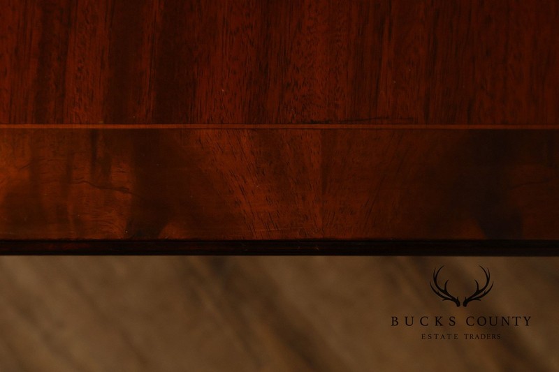 Regency Style Banded Mahogany Double Pedestal Dining Table With 2 Leaves gallery