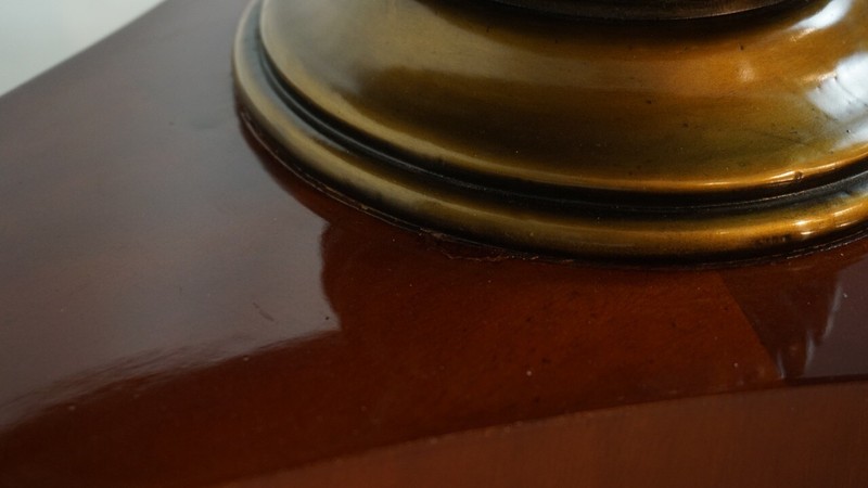 Inlayed Mahogany Center Table with Brass detailing and Claw foot gallery