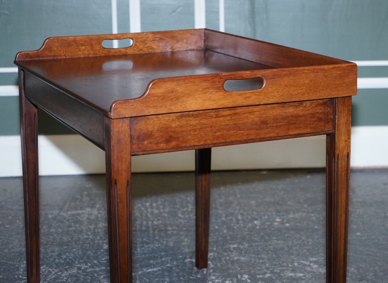 ANTIQUE BUTLERS SERVING TRAY ON STAND MAHOGANY VICTORIAN 19TH CENTURY gallery