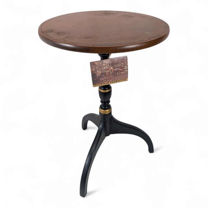 Hitchcock Candle Stand Side Table Furniture Round Stencil Vintage 21″ Occasional