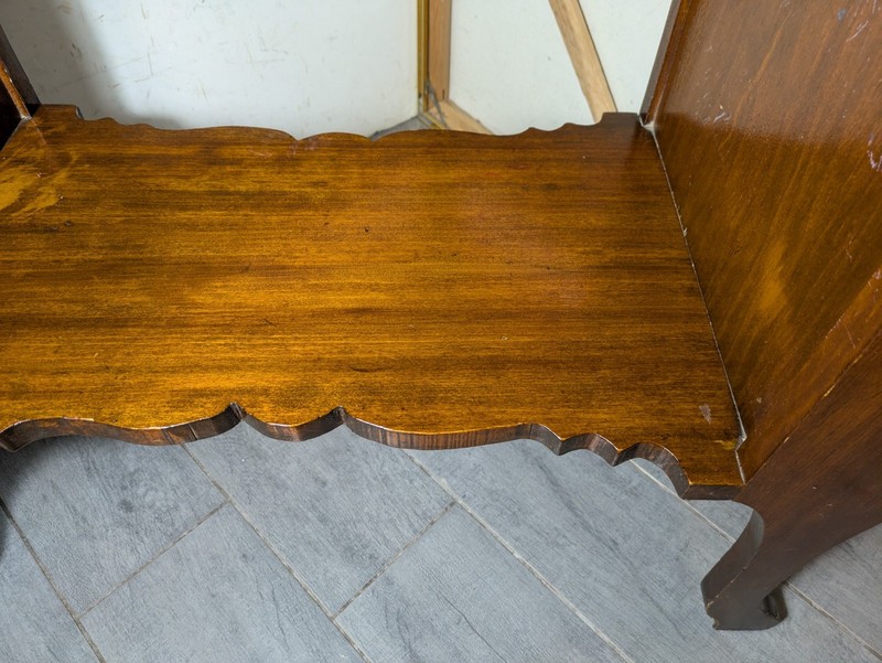 Vintage Rustic Colonial Country Scalloped Wood Telephone Table Magazine Racks F3 gallery