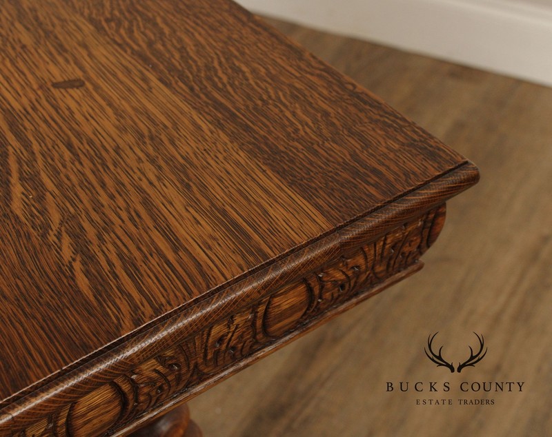 Antique Victorian Oak Square Two Tier Parlor Side Table gallery