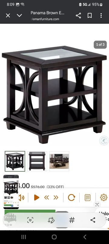Panama End Table Dark Brown.Glass Top gallery