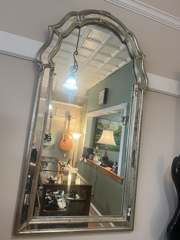 Vintage Console Table Hollywood Regency Florentine Venetian Mirrored Leafed Wood gallery