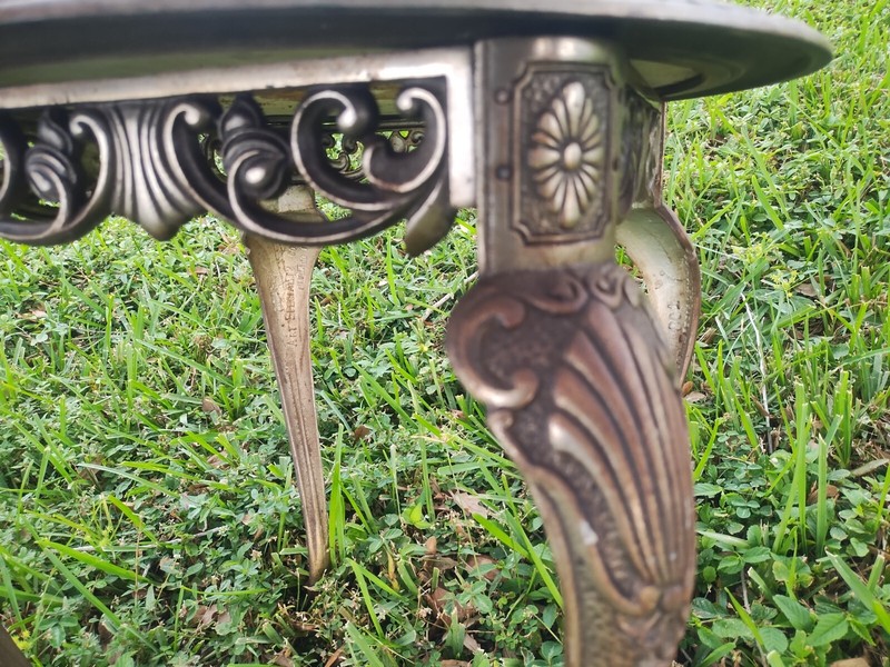 Antique Ornate Cast Iron Art Deco Side Table Art Specialty Company Chicago gallery