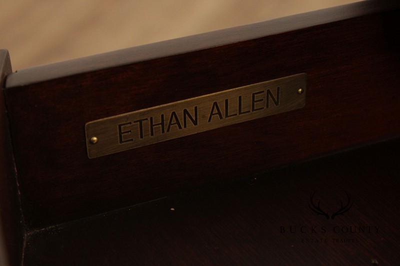 Ethan Allen Regency Style Round Leather Top Mahogany Rent Table gallery