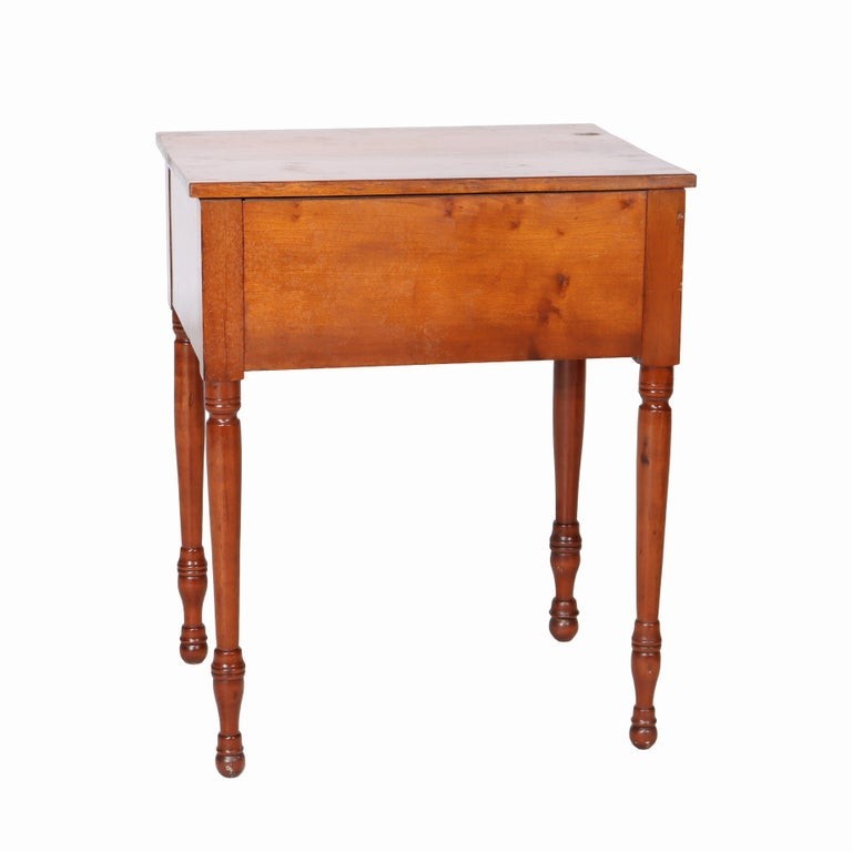 Antique Sheraton Cherry 2-Drawer Stand With Sandwich Glass Knobs c1840 gallery