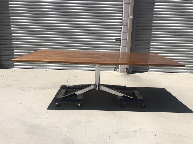 Florence Knoll Mid Century Modern Chrome Dining Conference Table gallery