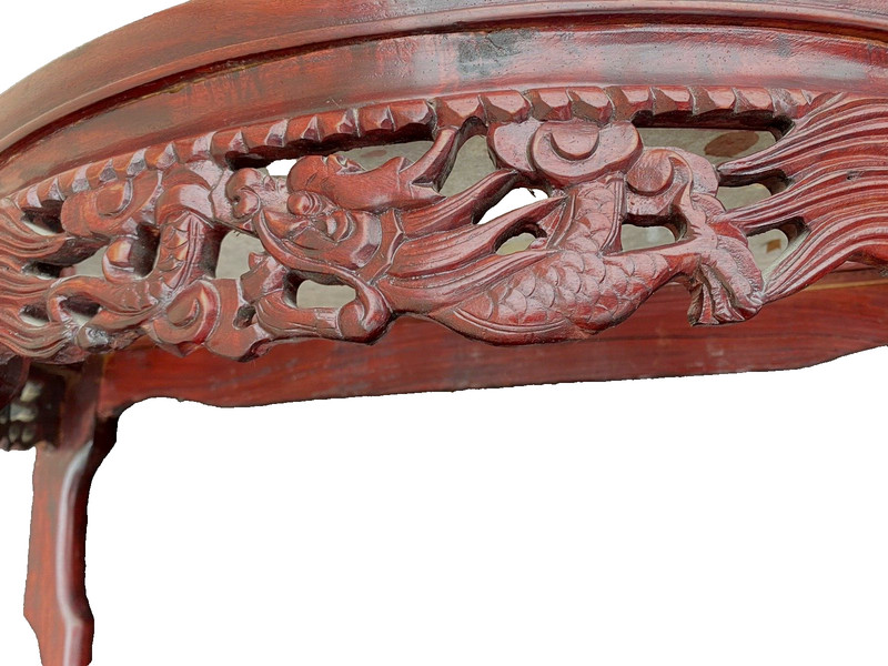 65112 Oriental Mahogany Console Table Hall Stand w/ Marble insert gallery
