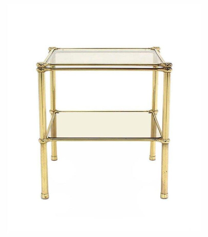 Unusual Brass Square Two-Tier Side or End Table gallery