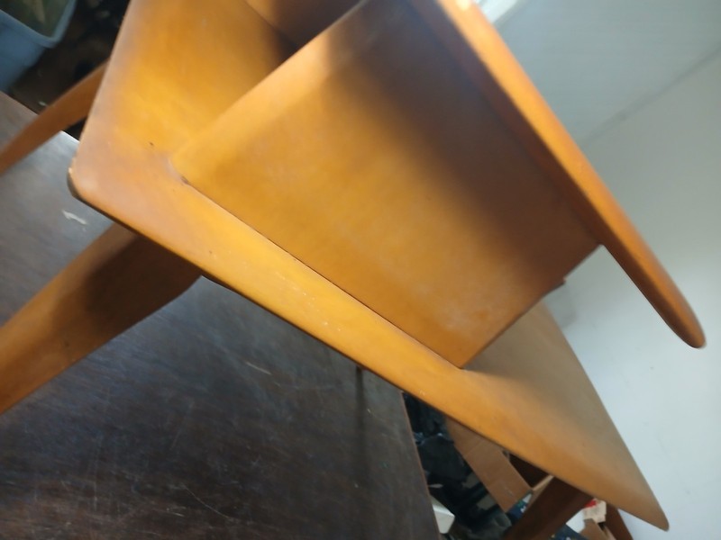 TWO HEYWOOD WAKEFIELD MID CENTURY MODERN STEP END TABLES-CHAMPAGNE BIRCH MAPLE gallery