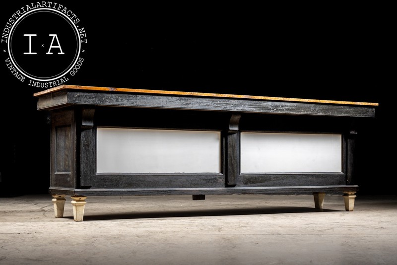 Early 20th Century Butcher's Counter With Milk Glass Panels gallery