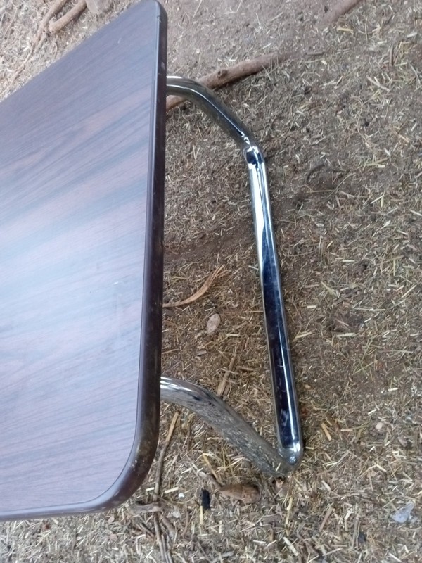 Vintage Steelcase table Low Square Coffee Table Chrome Legs Laminate Wood Grain gallery