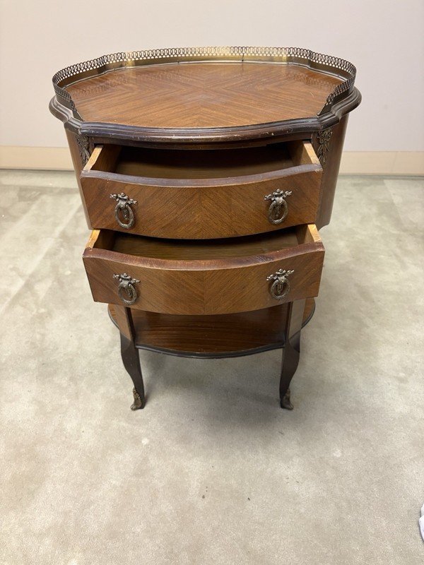 Vintage Louis XIV Style Occasional Table With Brass Gallery gallery