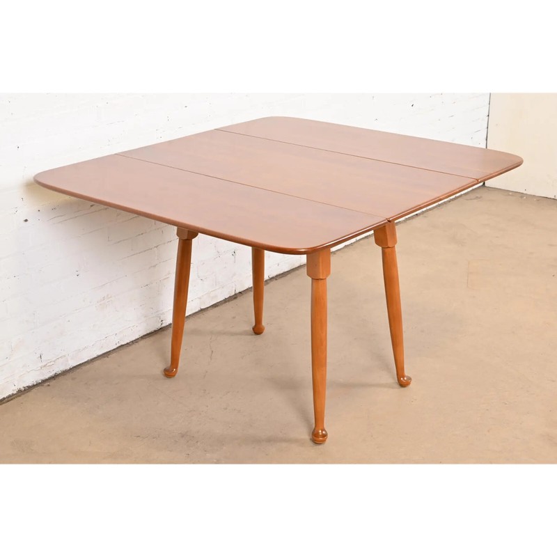 Stickley American Colonial Solid Cherry Wood Drop Leaf Dining Table, Refinished