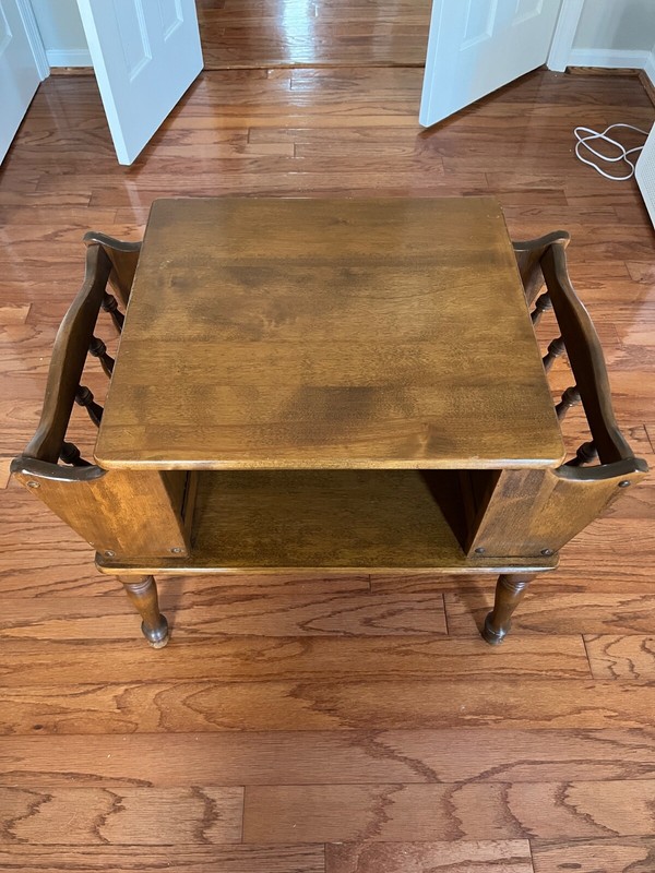 Vintage Ethan Allen Side Table with storage, Colonial by Baumritter Maple gallery