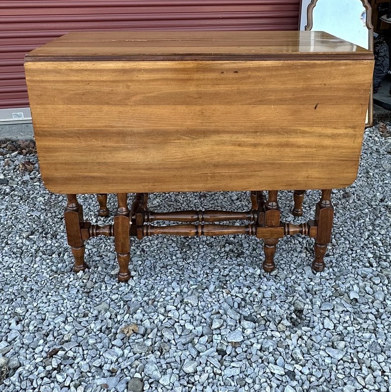 Vintage Spindle Gateleg Table W/ Drop Side & Hidden Butterfly Center Leaf gallery