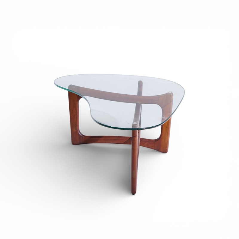 Adrian Pearsall for Craft Associates Mid Century Walnut and Glass Coffee Table gallery