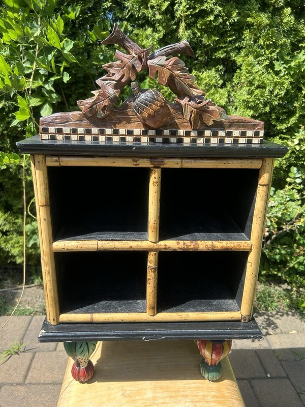 VTG Peggy Fairfax Herrick 1999 Hand Painted Wooden Cubby Table Whimsical Decor