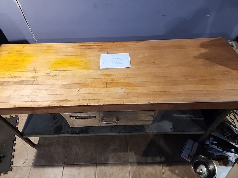 Vtg Industrial Chef Butcher Block Island Stainless WorkStation Table 72x241/4x3. gallery