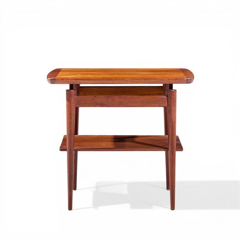 Jens Risom Mid Century Walnut Floating Side End Tables - Pair gallery