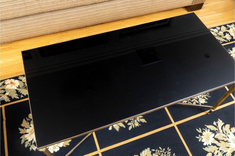 Maison Jansen’s Iconic Mid-Century Brass And Black Glass Coffee Table gallery