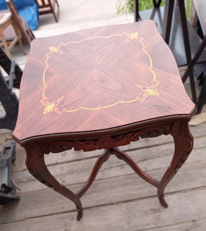 Walnut Carved Marquetry Inlaid Lamp Table / End table (PRT-144) gallery