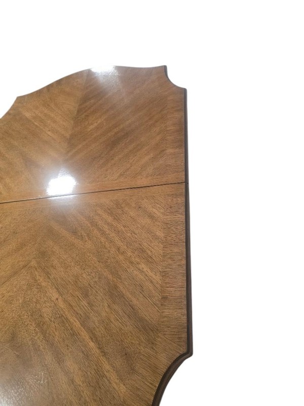 Mid-Century Modern Dining Table with Chevron Veneer Top gallery