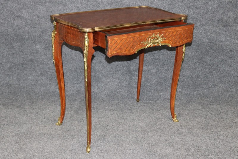 Francois Linke Style Marquetry Bronze Mounted Louis XV End Occassional Table gallery