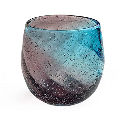 Ryukyu Glass Rocks Glass Okinawa Souvenir Churaumi Barrel Glass Purple x Blue