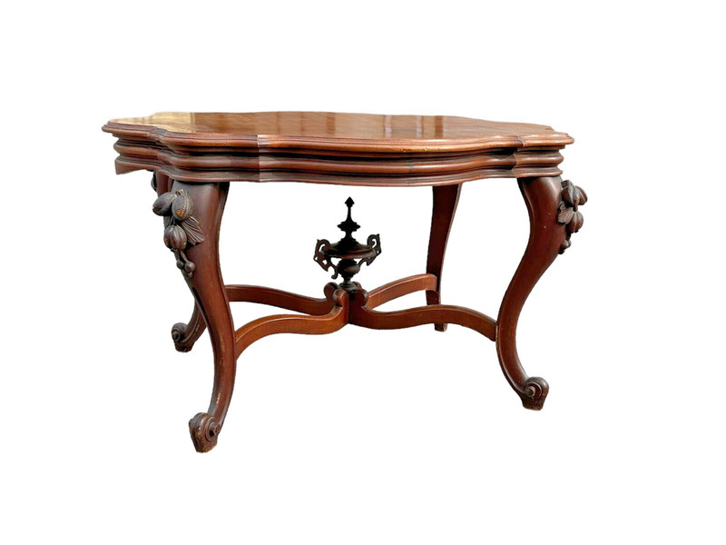 antique carved victorian parlor table center stand 1870 clean turtle top gallery