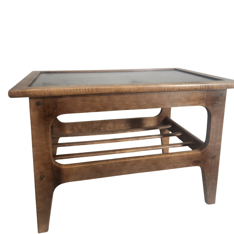Mid Century Danish Two-Tier End Table / Tea Cart Frame Slatted Shelf – NO WHEELS