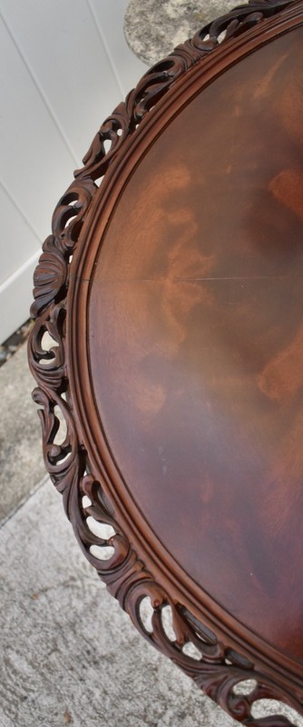 Vintage Carved Mahogany Chippendale Style Tilt Top Table gallery