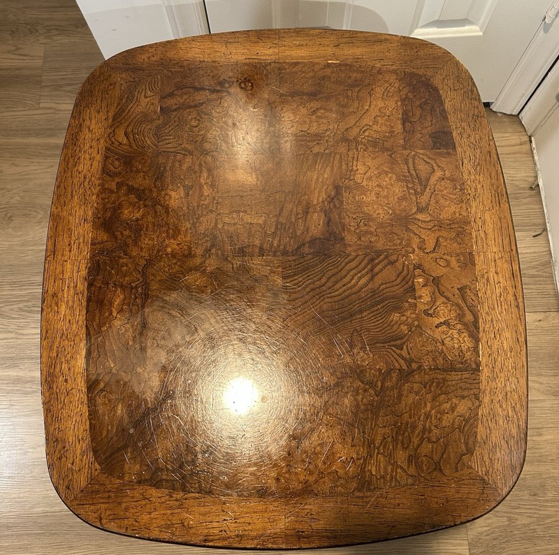 Vtg Gordons Fine Furniture Asian Design Coffee Table Burl Wood Top Curved Legs gallery