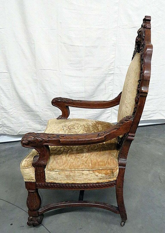 Renaissance Style Oak Throne Chair Attributed to Horner gallery