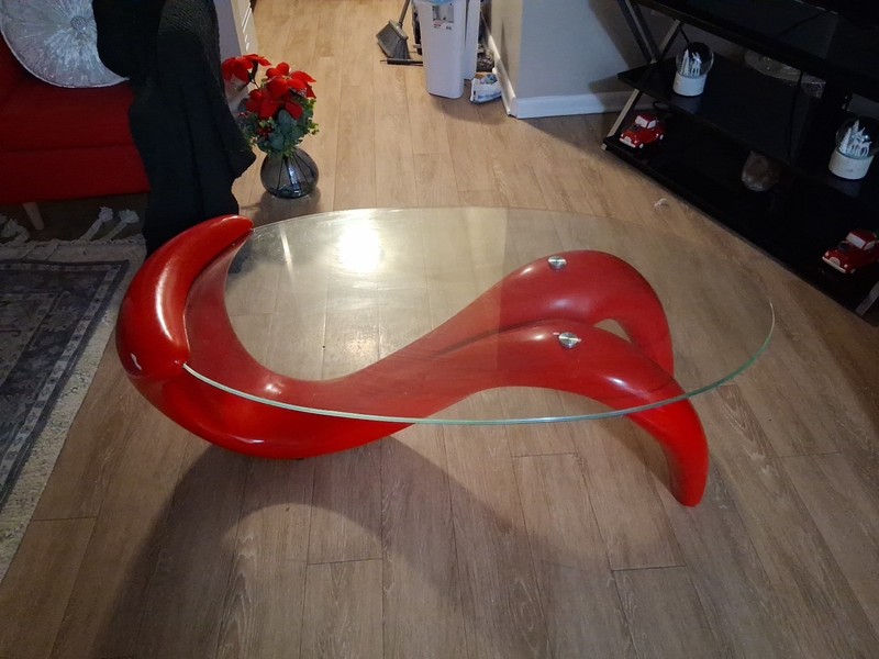 Beautiful Vintage Red Curved Table