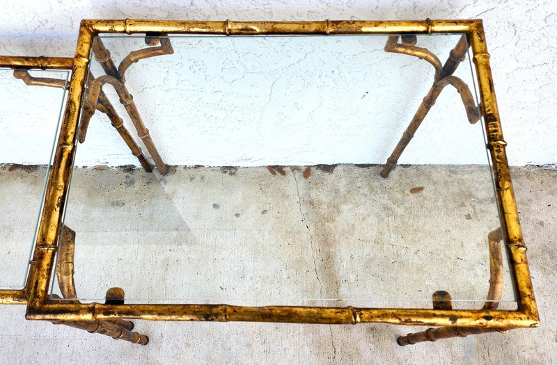 Vintage Nesting Tables Gilded Faux Bamboo Set of 3 gallery