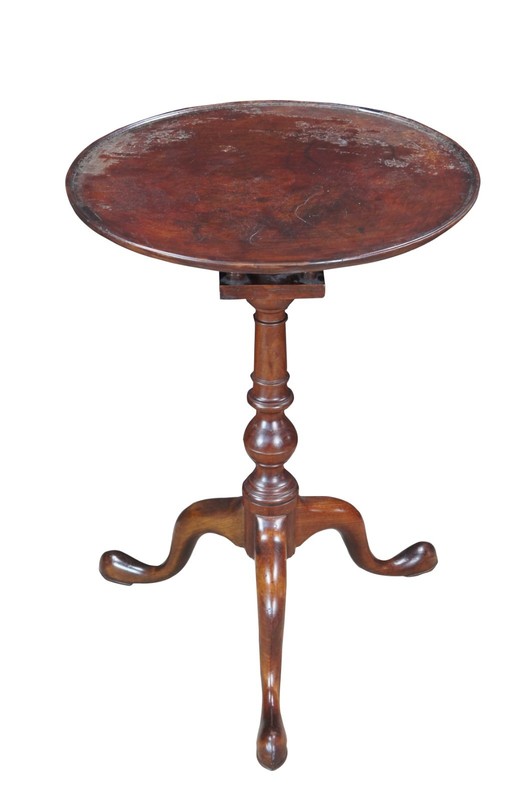 Antique Queen Anne Philadelphia Mahogany Tilt Top Birdcage Candlestand Tea Table gallery