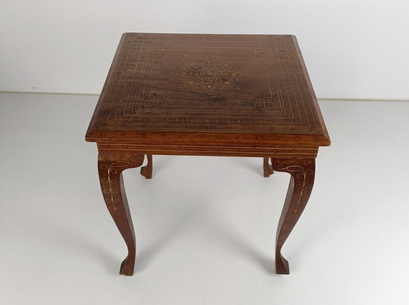 Small Vintage Side Occasional Wine table Vintage carved wood Inlay Louis XV legs gallery