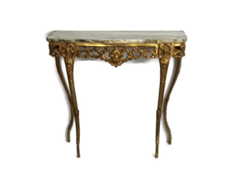Mid Century Modern Onyx Marble top Wall console Vintage brass ornate